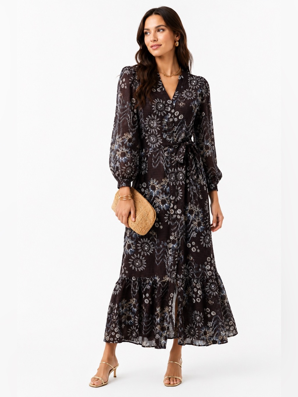 NWT MARIE OLIVER Hannon Shirt Dress in Constellation Maxi. L4